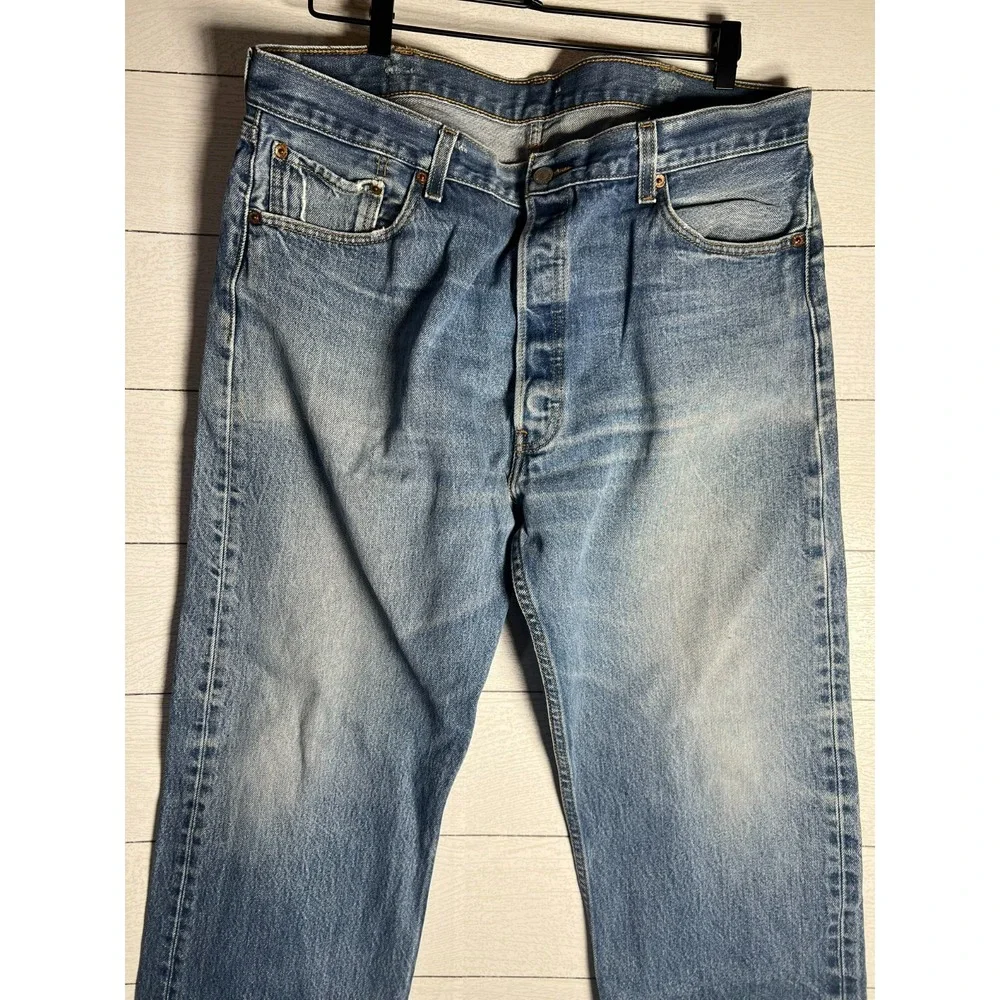 Levi's 501 40x32 (38x28) Button Fly Light Wash Fade Faded Blue Jeans Red Batwing